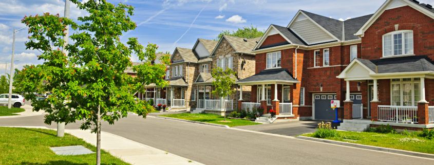 Kansas City suburban residential street with houses
